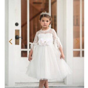 Trish Scully Ava Lace and Tulle Dress with detachable flower belt